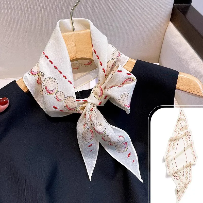 Hang Silk Road Mulberry Silk Silk Scarves Women's White-1