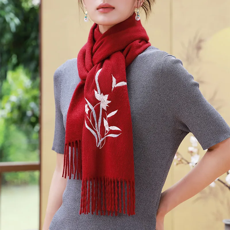 Hang Silk Road 100% Sheep Wool Knit Scarves Women's-11