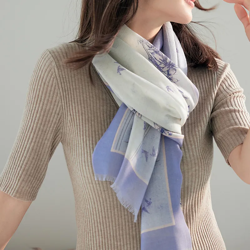 Hang Silk Road Sheep Wool Knit Scarves Women's-6