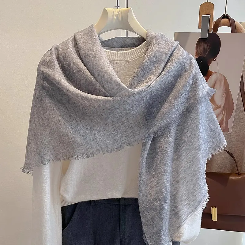 Hang Silk Road Wool Silk Scarves Women's Light Camel-8
