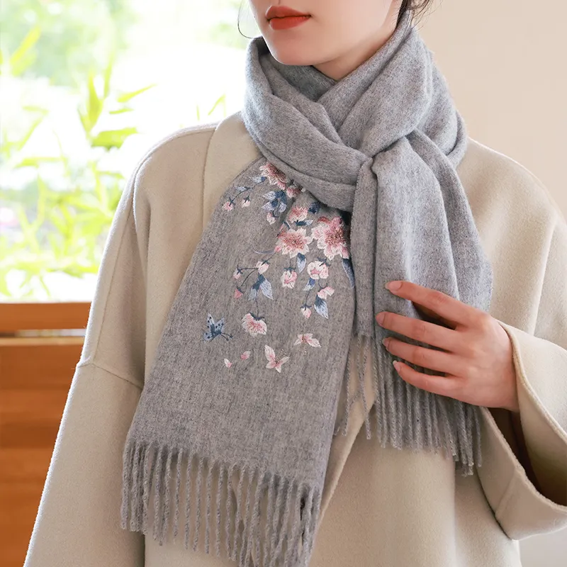 Hang Silk Road 100% Sheep Wool Knit Scarves Women's-4