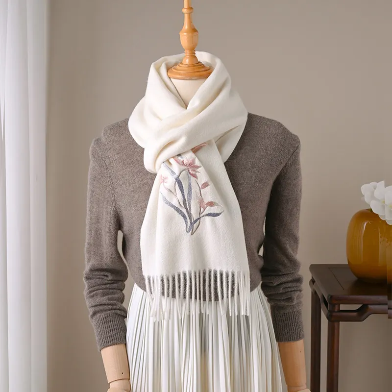 Hang Silk Road 100% Sheep Wool Knit Scarves Women's-2