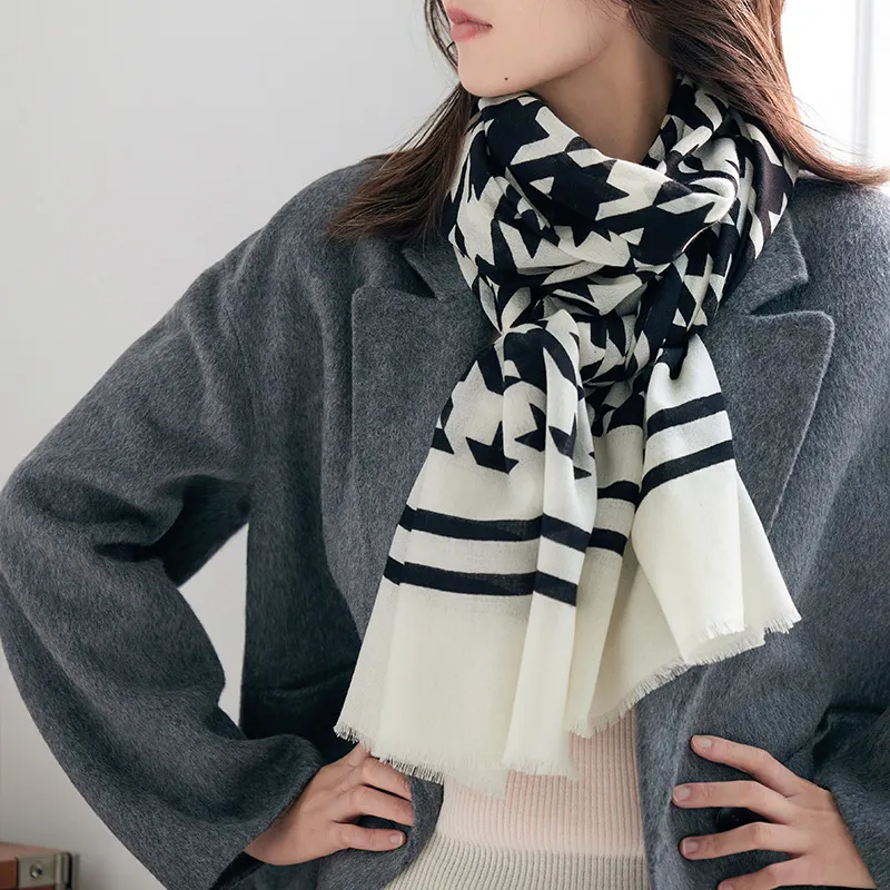 Hang Silk Road 100% Sheep Wool Knit Scarves Women's-2