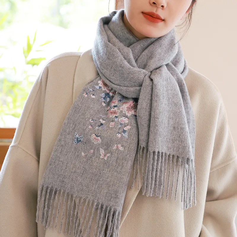 Hang Silk Road 100% Sheep Wool Knit Scarves Women's-3