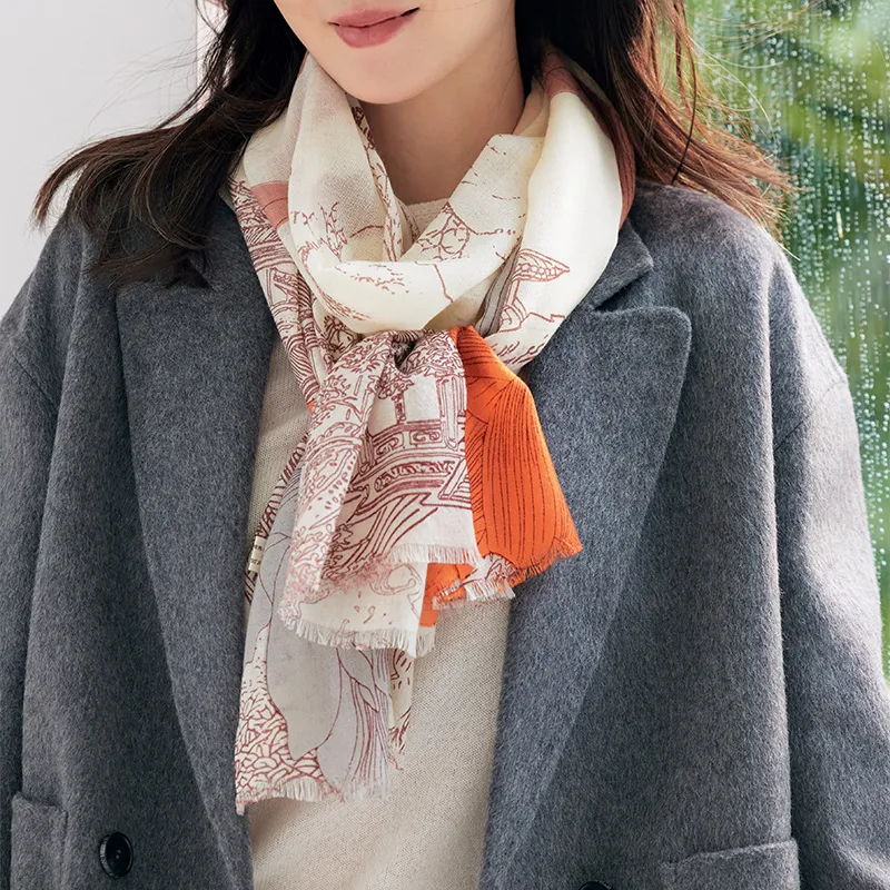 Hang Silk Road 100% Sheep Wool Knit Scarves Women's-4