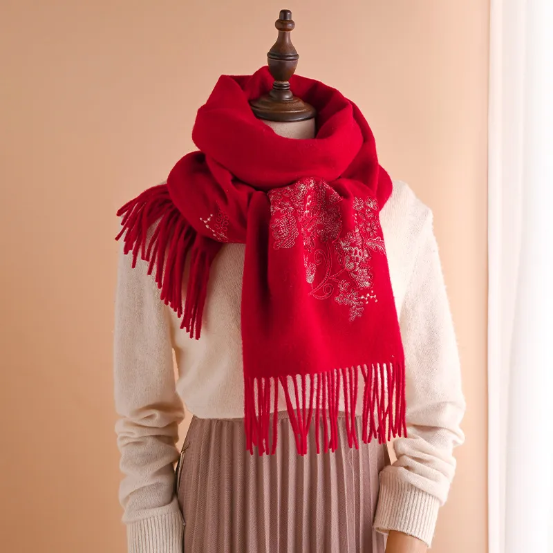 Hang Silk Road Sheep Wool Knit Scarves Women's-7