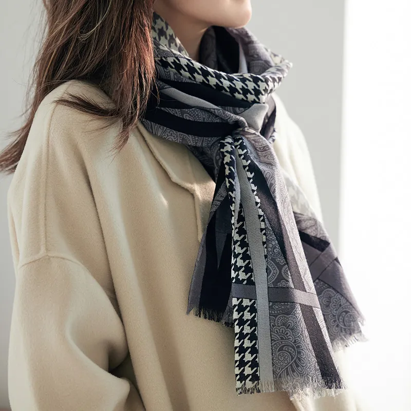 Hang Silk Road 100% Sheep Wool Knit Scarves Women's-7