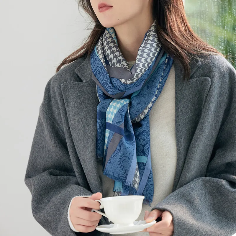 Hang Silk Road 100% Sheep Wool Knit Scarves Women's-2