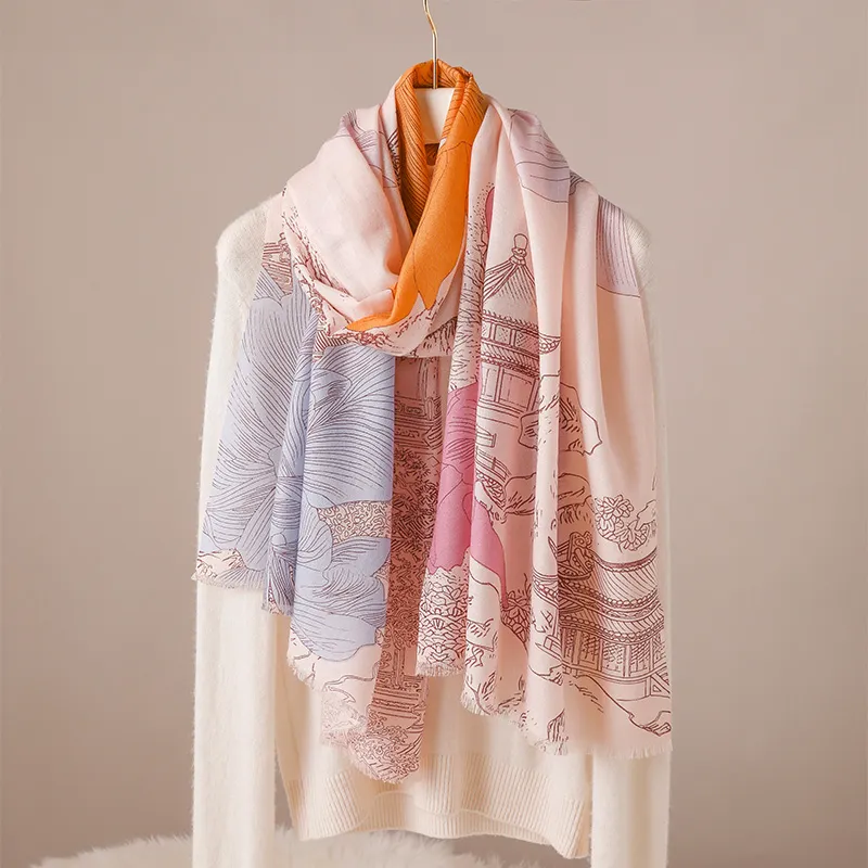 Hang Silk Road 100% Sheep Wool Knit Scarves Women's-8