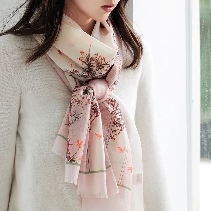 Hang Silk Road Sheep Wool Knit Scarves Women's-3