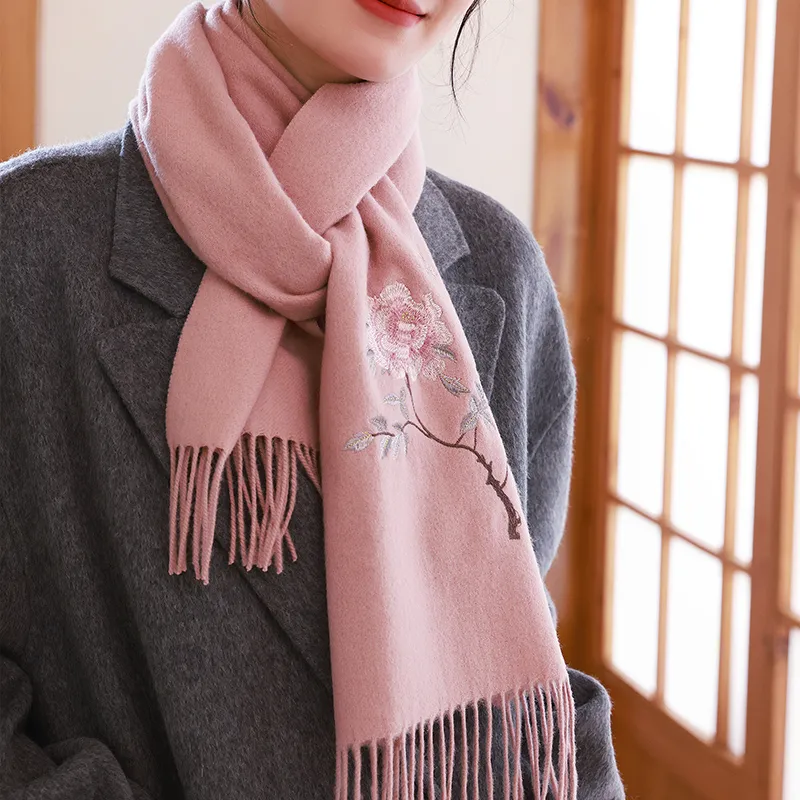 Hang Silk Road 100% Sheep Wool Knit Scarves Women's-2