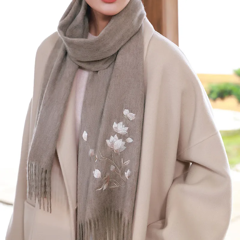 Hang Silk Road Sheep Wool Knit Scarves Women's-4