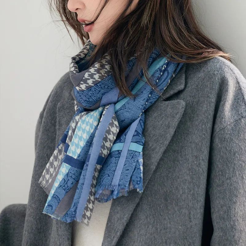 Hang Silk Road 100% Sheep Wool Knit Scarves Women's-3