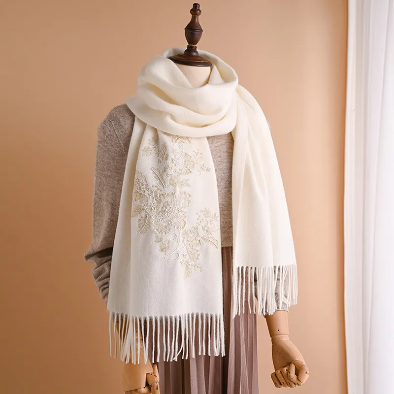 Hang Silk Road Sheep Wool Knit Scarves Women's-5
