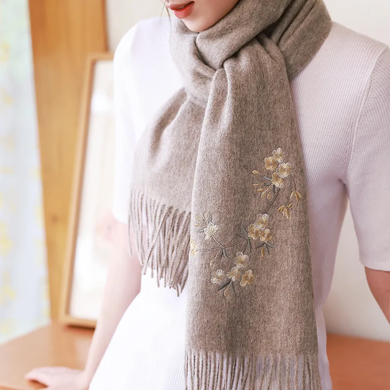 Hang Silk Road Sheep Wool Knit Scarves Women's-17