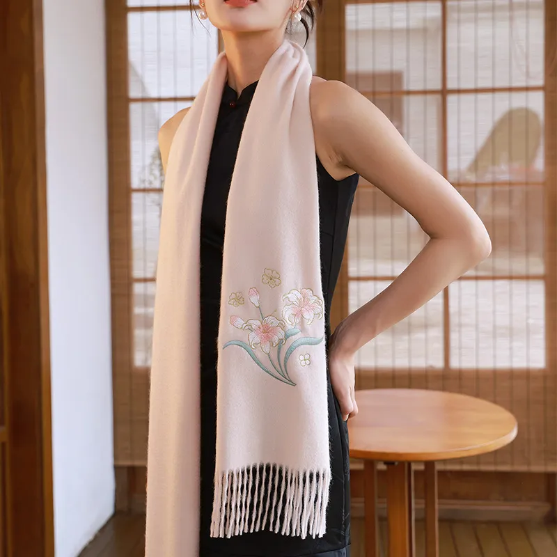 Hang Silk Road 100% Sheep Wool Knit Scarves Women's-4