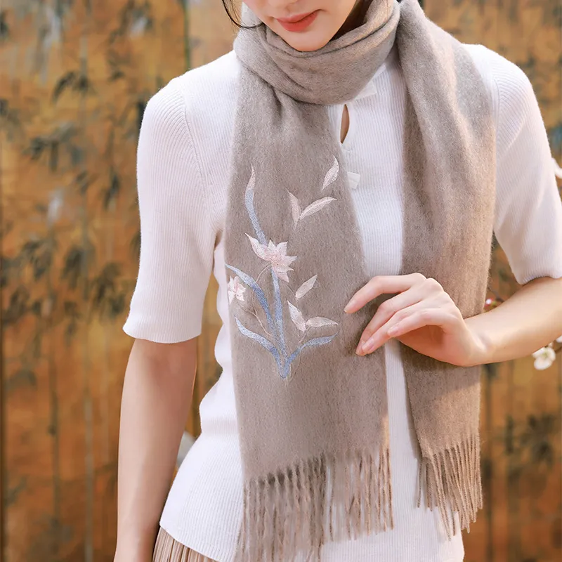 Hang Silk Road 100% Sheep Wool Knit Scarves Women's-8