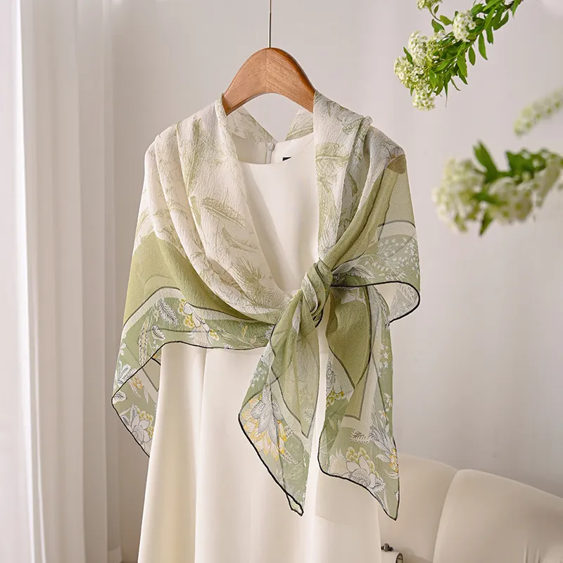Hang Silk Road Mulberry Silk Silk Scarves Women's Yellow-5