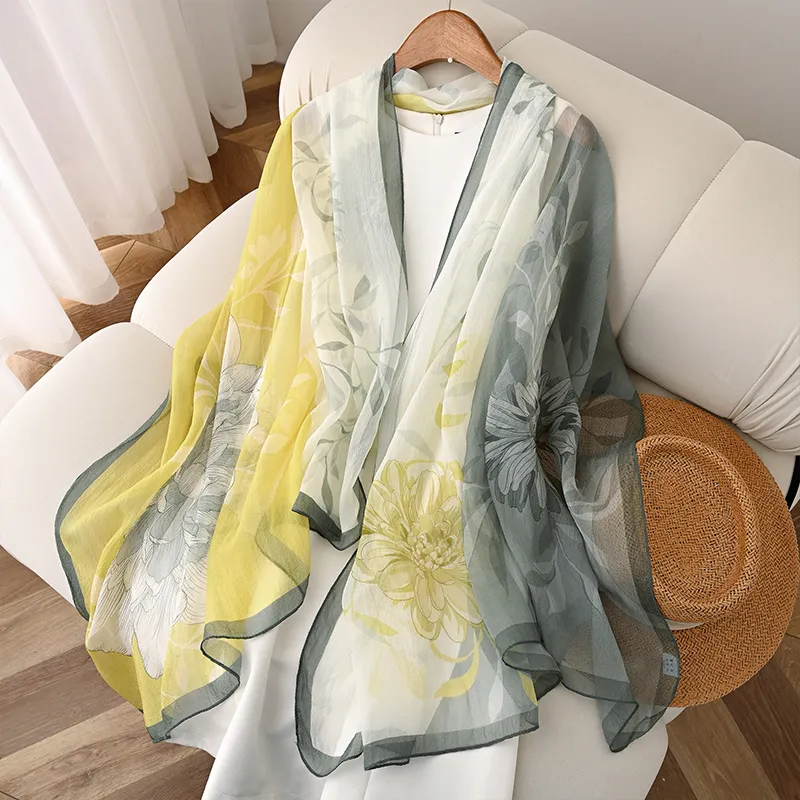 Hang Silk Road Mulberry Silk Silk Scarves Women's Orange-6