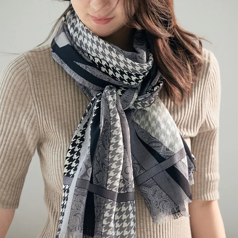 Hang Silk Road 100% Sheep Wool Knit Scarves Women's-8