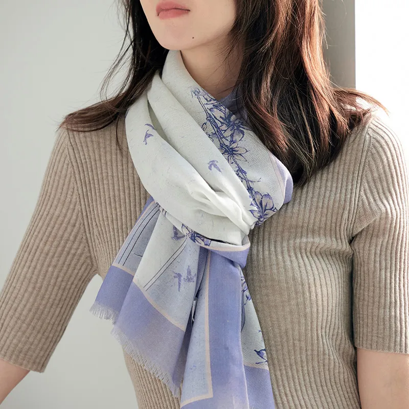 Hang Silk Road Sheep Wool Knit Scarves Women's-7