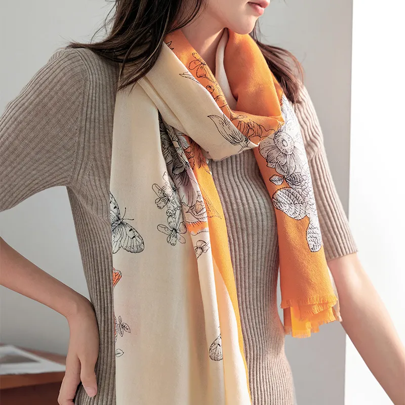 Hang Silk Road Sheep Wool Knit Scarves Women's-2