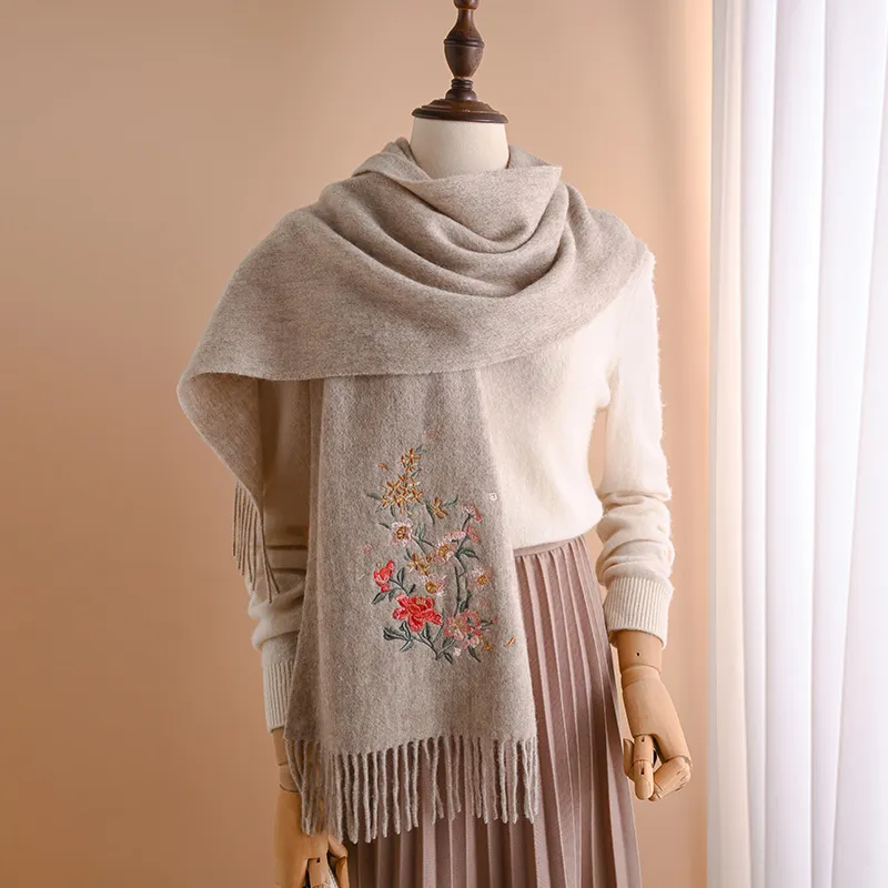 Hang Silk Road 100% Sheep Wool Knit Scarves Women's-1