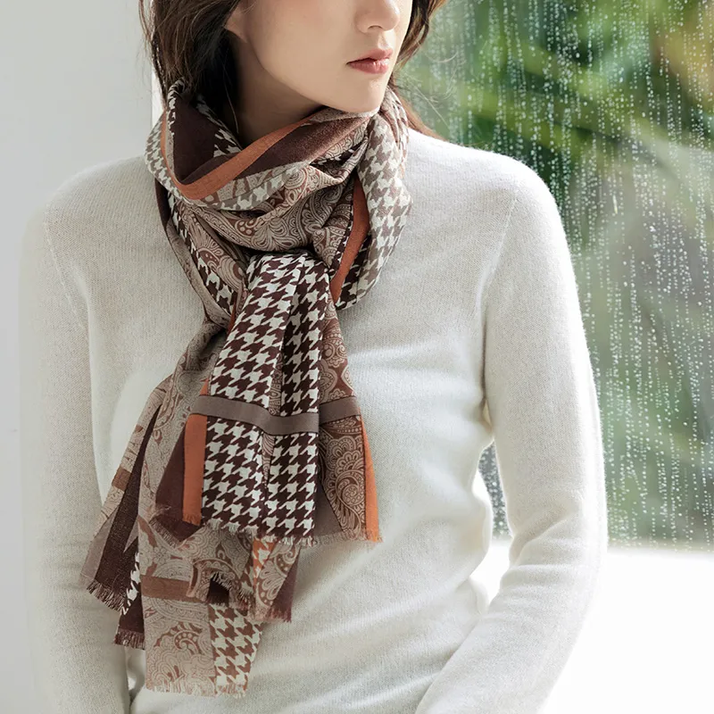 Hang Silk Road 100% Sheep Wool Knit Scarves Women's-11