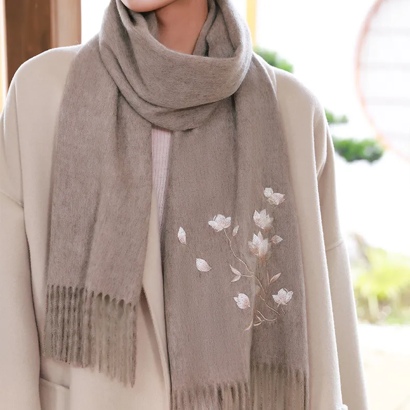 Hang Silk Road Sheep Wool Knit Scarves Women's-3