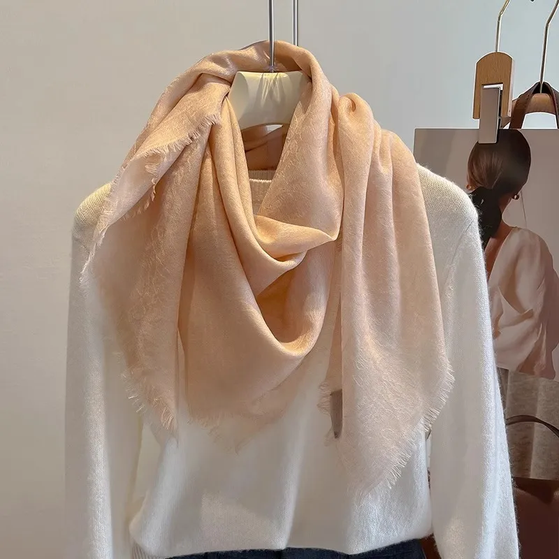 Hang Silk Road Wool Silk Scarves Women's Light Camel-2