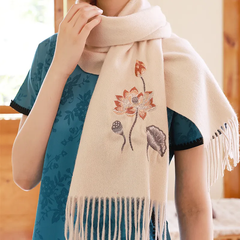 Hang Silk Road 100% Sheep Wool Knit Scarves Women's-2