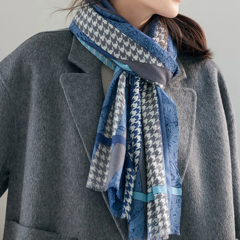 Hang Silk Road 100% Sheep Wool Knit Scarves Women's-4