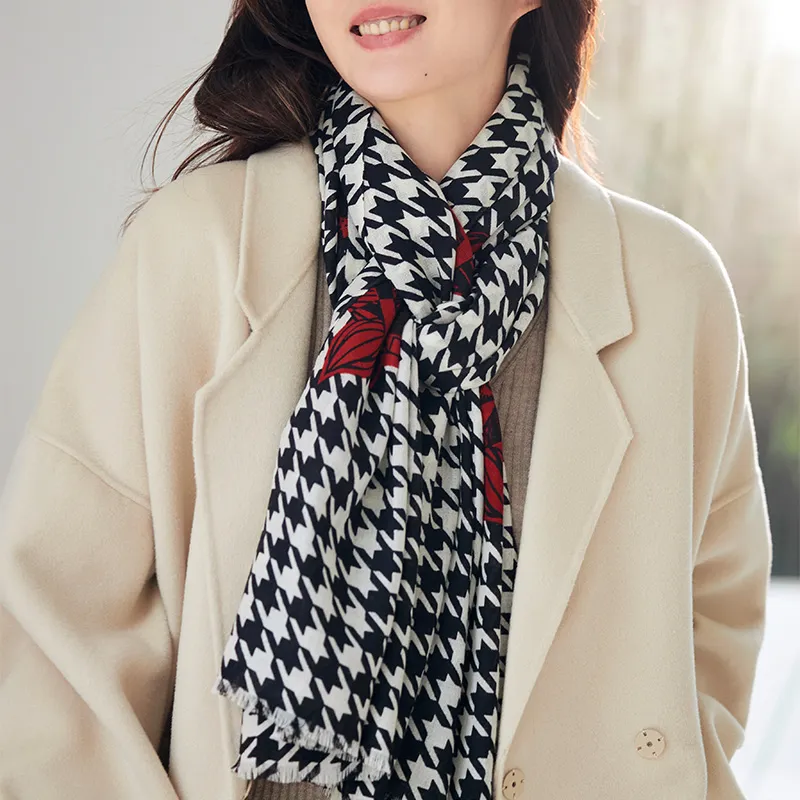 Hang Silk Road 100% Sheep Wool Knit Scarves Women's-5
