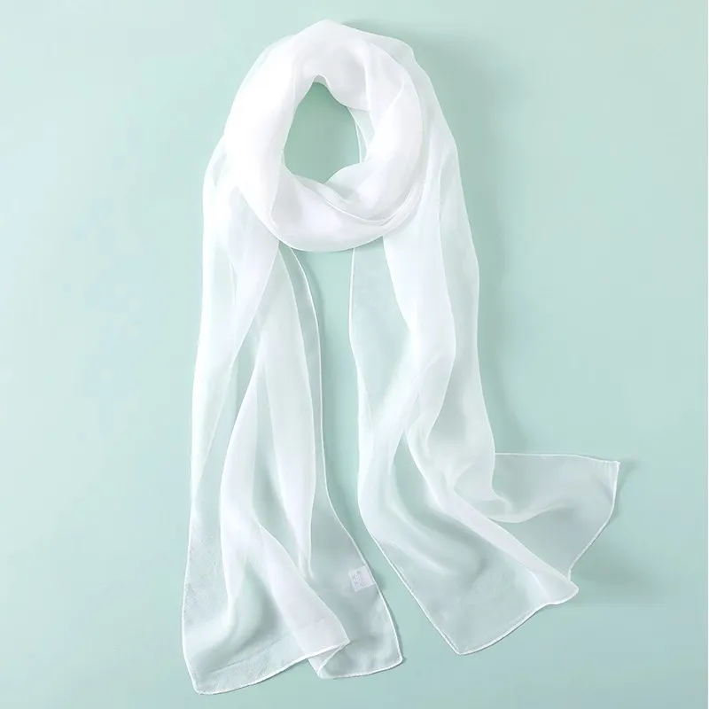 Hang Silk Road Mulberry Silk Silk Scarves Women's White-2