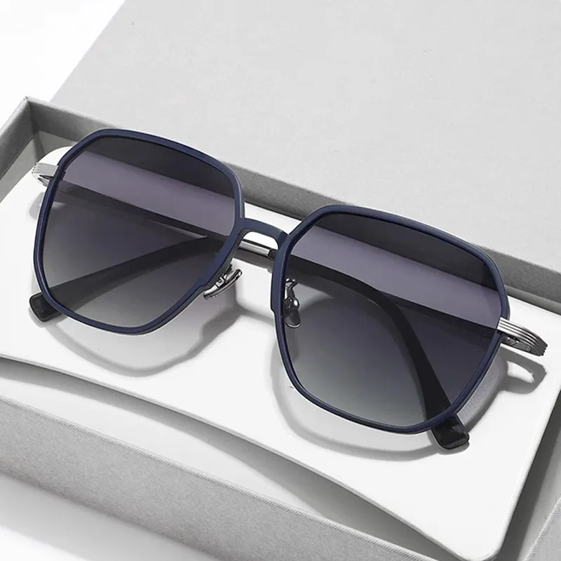 PRETTYALLUSION TR/Memory Plastic Grilamid TR90 Irregular Shape Sunglasses Men's-5