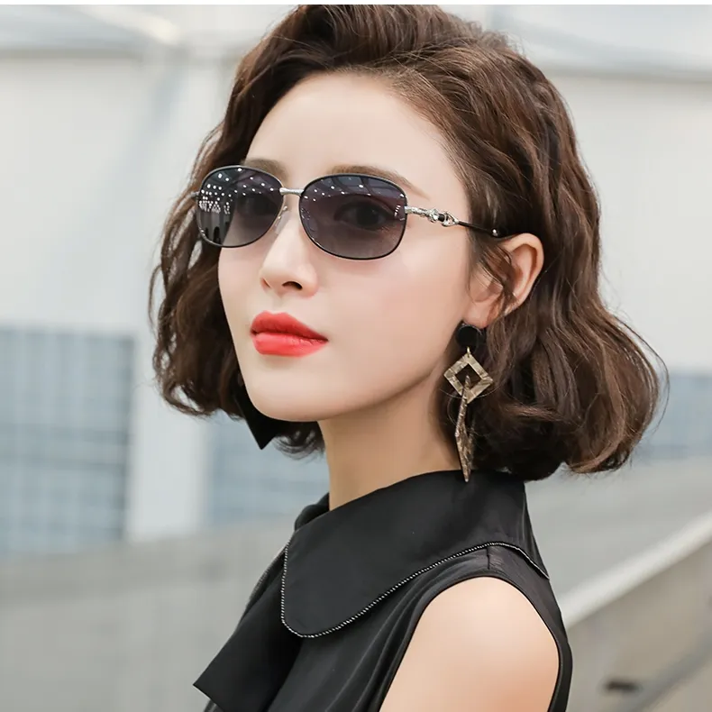 PRETTYALLUSION Metal Oval Sunglasses Women's-7