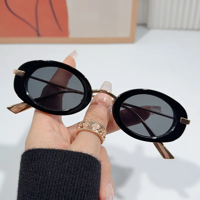 PRETTYALLUSION Metal Oval Sunglasses Women's-4