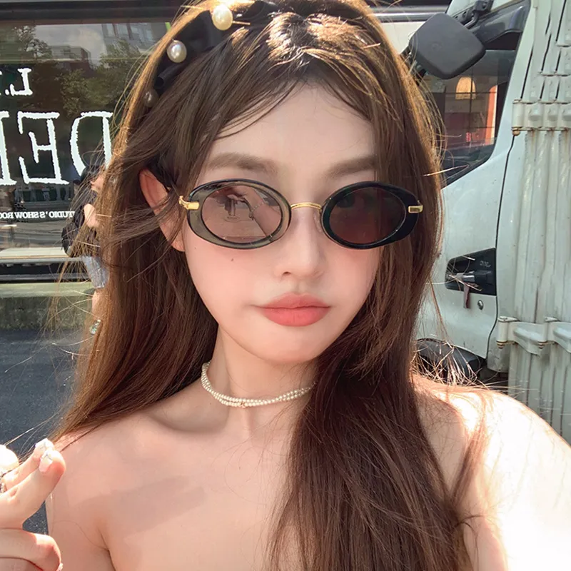 PRETTYALLUSION Metal Oval Sunglasses Women's-2