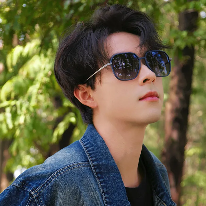 PRETTYALLUSION TR/Memory Plastic Grilamid TR90 Irregular Shape Sunglasses Men's-2