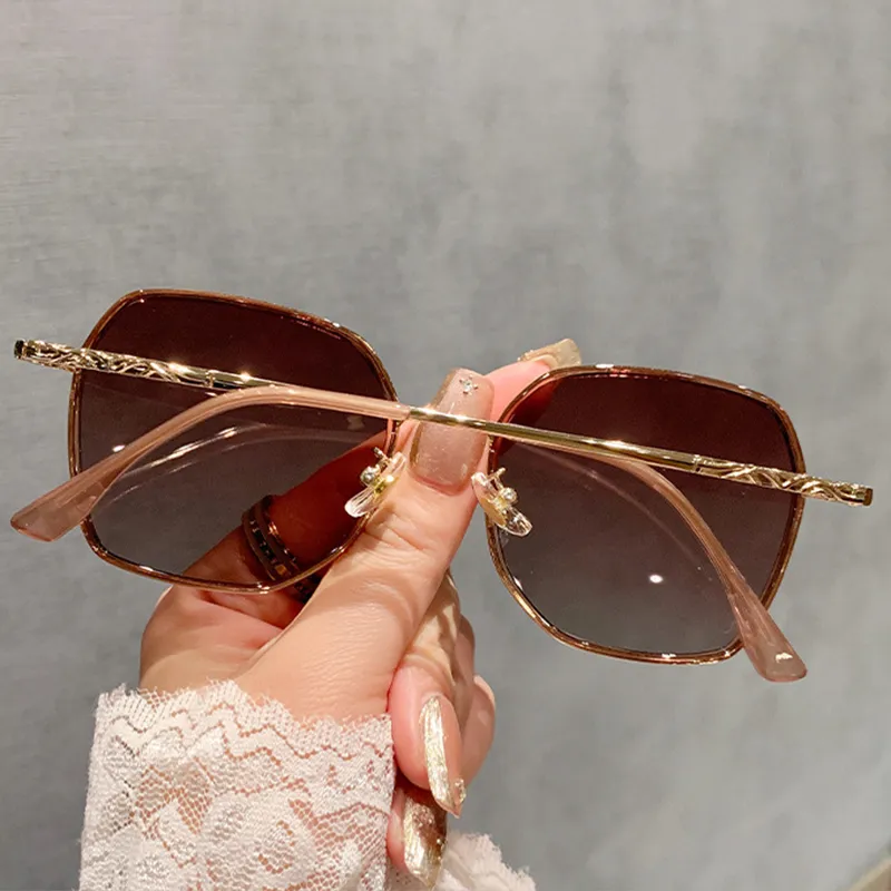 PRETTYALLUSION PC Metal Square Sunglasses Women's-4