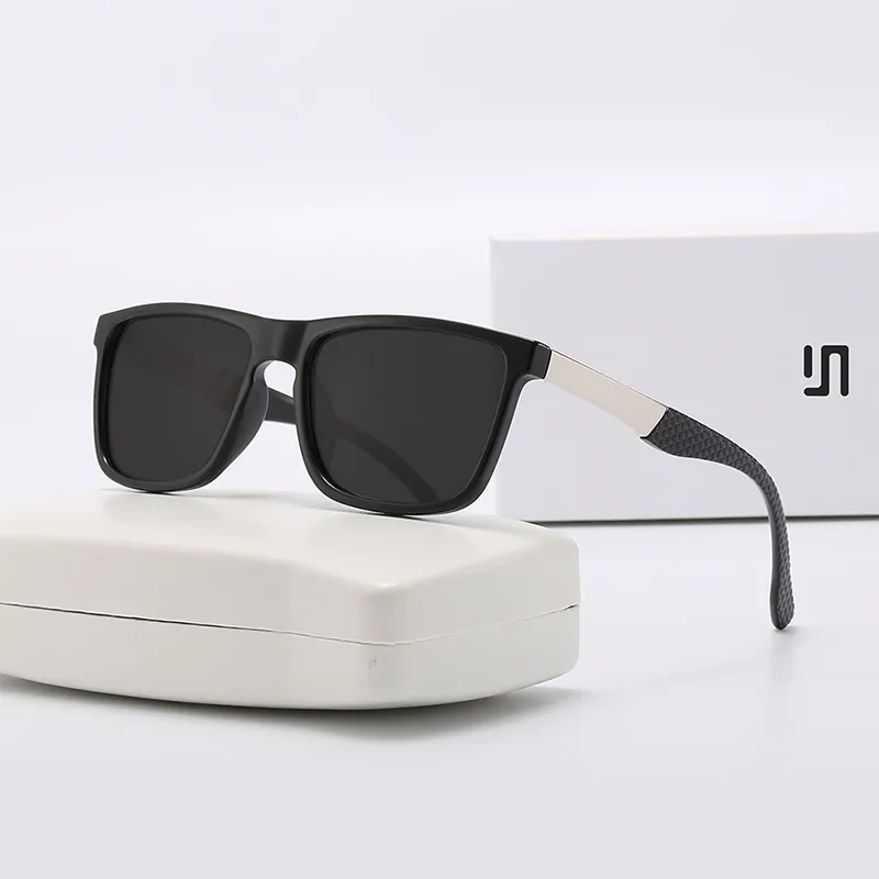 PRETTYALLUSION PC Metal Rectangular Sunglasses Men's-4