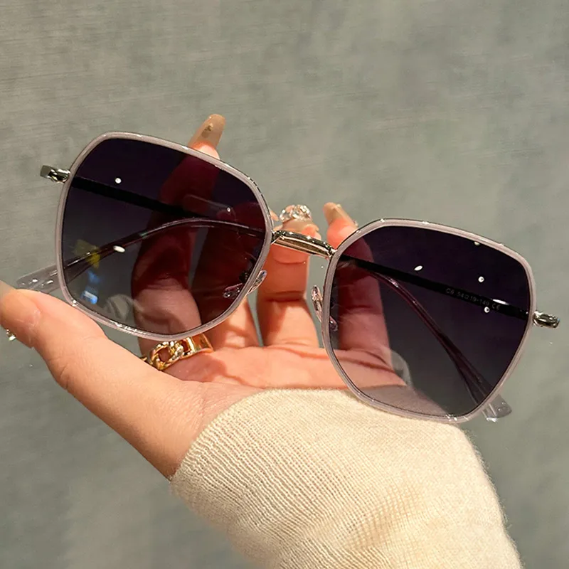 PRETTYALLUSION PC Metal Irregular Shape Sunglasses Women's-4