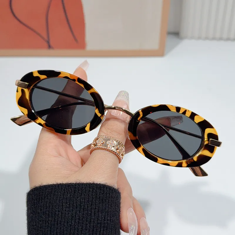 PRETTYALLUSION Metal Oval Sunglasses Women's-2