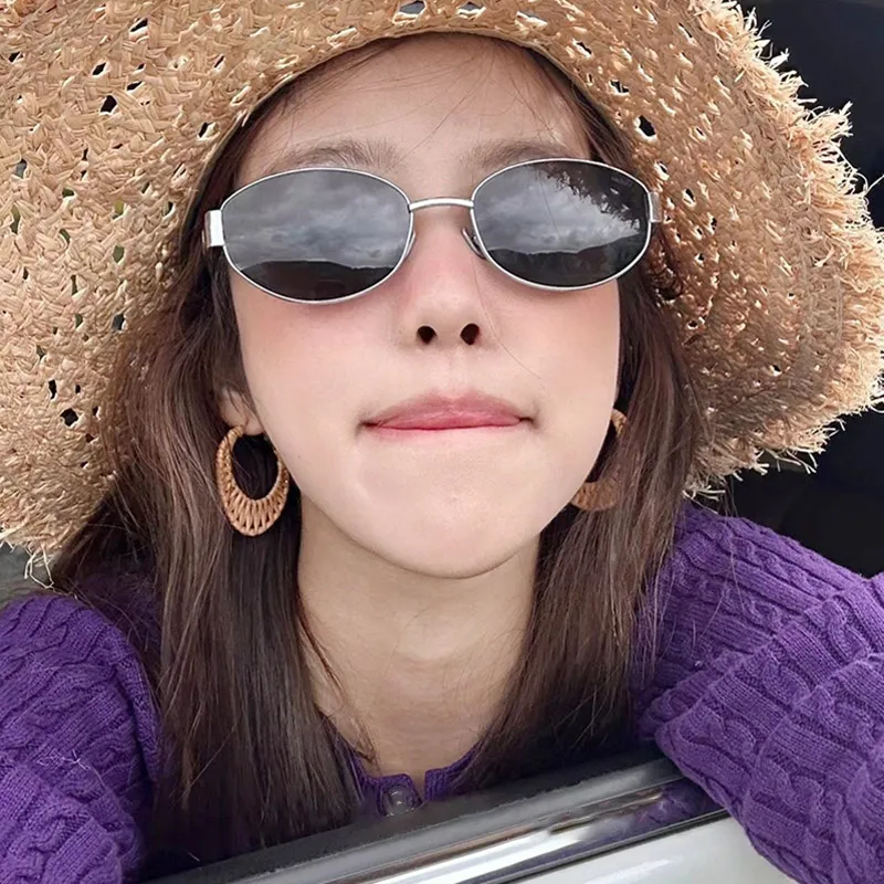 PRETTYALLUSION Alloy Oval Sunglasses Women's-3