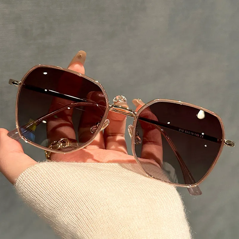 PRETTYALLUSION PC Metal Irregular Shape Sunglasses Women's-4