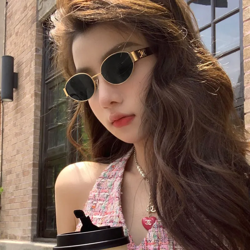 PRETTYALLUSION Alloy Oval Sunglasses Women's-1