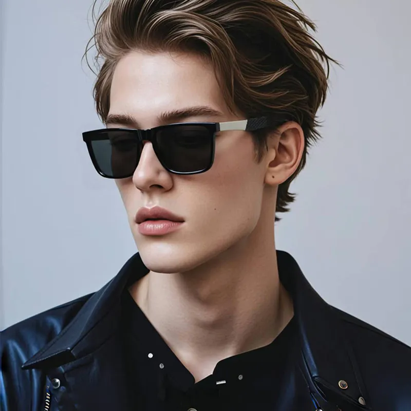 PRETTYALLUSION PC Metal Rectangular Sunglasses Men's-3