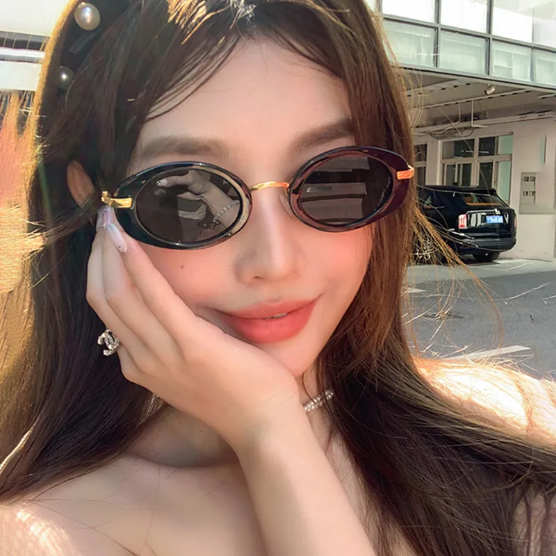 PRETTYALLUSION Metal Oval Sunglasses Women's-2