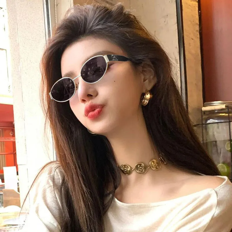 PRETTYALLUSION Alloy Oval Sunglasses Women's-2