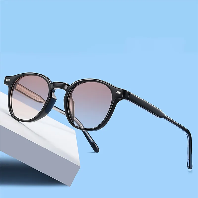 PRETTYALLUSION Plate Frame TR90 Round Sunglasses Unisex-3
